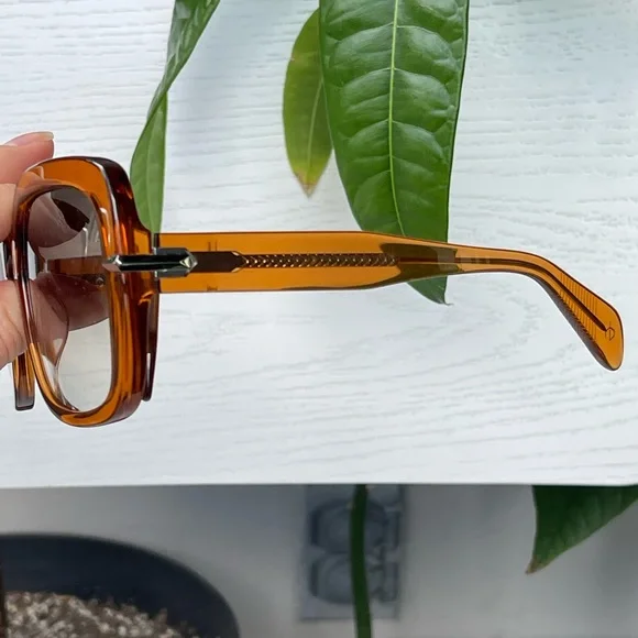 Rag & Bone Square 56mm Oversized Sunglasses with Orange / Brown Frame - Picture 13 of 16